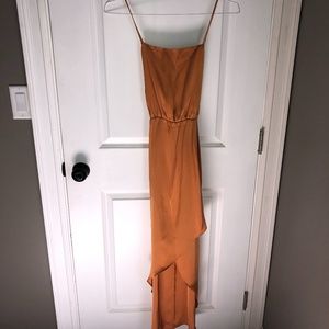 Express orange like-silk midi dress XS
